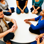**Image Prompt:** A diverse group of people sitting in a circle, engaged in a restorative justice dialogue. The setting is a bright, modern community center. Focus on the expressions of empathy and understanding on their faces. Include elements of community support and healing.